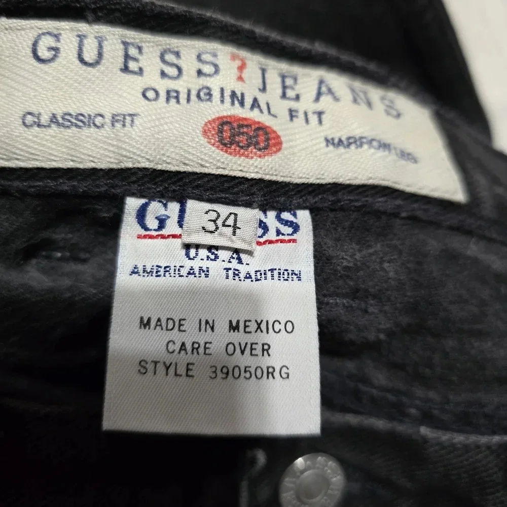 Vintage 90s Guess Classic Fit Narrow Leg Jeans, Faded Black, High Waist, EUC!
